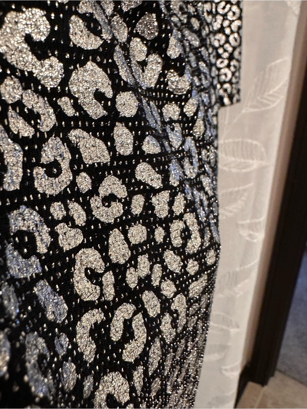 Michael Kors Silver & Black Metallic Leopard Cowl Back Dress - Picture 5 of 10